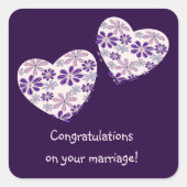 Eenvoudige twee hartjes gefeliciteerd met jullie b vierkante sticker (Voorkant)