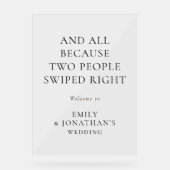 Eenvoudige twee mensen veegden recht welkom bruilo acryl bord (Voorkant)