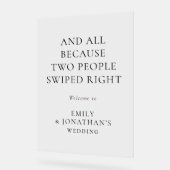 Eenvoudige twee mensen veegden recht welkom bruilo acryl bord (Hoek)