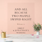 Eenvoudige twee mensen veegden recht welkom bruilo acryl bord (Huwelijk)