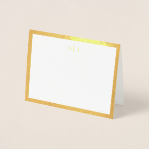 Eenvoudige Twee Monogram Gouden Rand Folie Kaarten