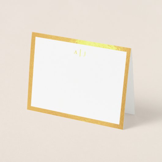 Eenvoudige Twee Monogram Gouden Rand Folie Kaarten (Voorkant)
