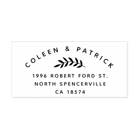 Eenvoudige twee namen Elegant Botanisch Retour Adr Rubberstempel (Afrduk)