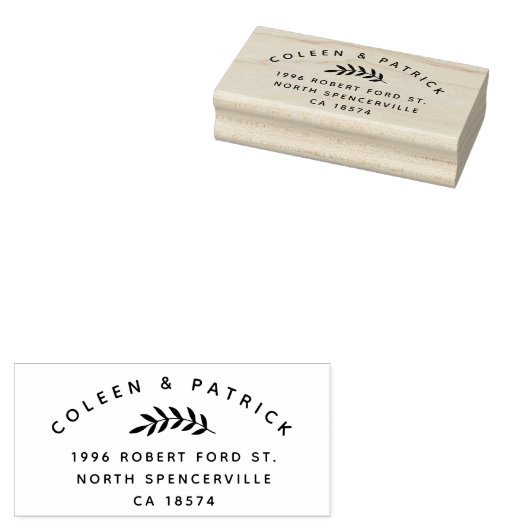 Eenvoudige twee namen Elegant Botanisch Retour Adr Rubberstempel (Gestempeld)