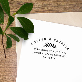 Eenvoudige twee namen Elegant Botanisch Retour Adr Rubberstempel