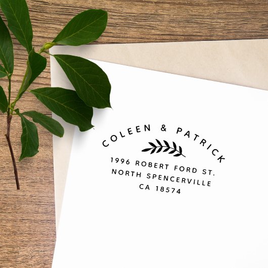Eenvoudige twee namen Elegant Botanisch Retour Adr Rubberstempel