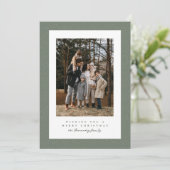 Eenvoudige tweed lijst groene foto Kerstmis Feestdagenkaart (Staand voorkant)