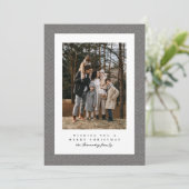 Eenvoudige tweed lijst zwart wit foto kerst feestdagenkaart (Staand voorkant)