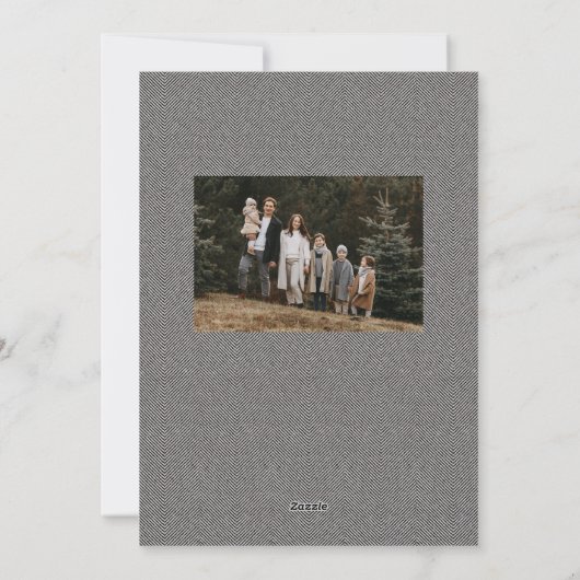 Eenvoudige tweed lijst zwart wit foto kerst feestdagenkaart (Achterkant)