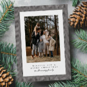 Eenvoudige tweed lijst zwart wit foto kerst feestdagenkaart