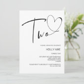 Eenvoudige tweede verjaardag uitnodiging twee hart (Staand voorkant)