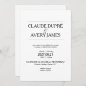 Eenvoudige tweetalige Frans-Engelse trouwuitnodigi Aankondiging (Voorkant / Achterkant)