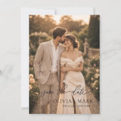 Eenvoudige tweezijdige foto moderne script elega save the date (Voorkant)