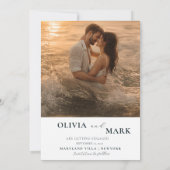 Eenvoudige tweezijdige foto moderne script elega save the date (Achterkant)