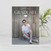 Eenvoudige Type Afstudeerhoed Foto Afstuderen Aankondiging (Staand voorkant)