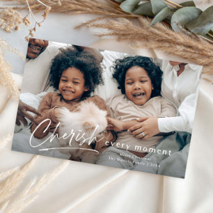 Eenvoudige Type Cherish Script Foto Kerstkaart