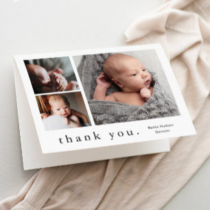 Eenvoudige Type Foto Collage Baby Bedankkaart