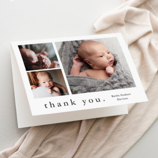 Eenvoudige Type Foto Collage Baby Bedankkaart