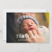Eenvoudige typemachine Baby shower bedankkaart (Voorkant)