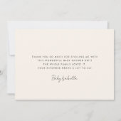 Eenvoudige typemachine Baby shower bedankkaart (Achterkant)