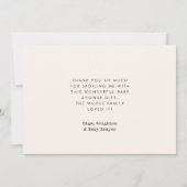 Eenvoudige typemachine Baby shower dank u kaart (Achterkant)