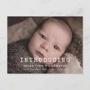 Eenvoudige typemachine Nieuwe baby introduceren fo Briefkaart