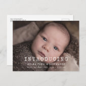 Eenvoudige typemachine Nieuwe baby introduceren fo Briefkaart (Voorkant / Achterkant)