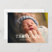 Eenvoudige typemachine script Baby shower dank u Briefkaart (Voorkant / Achterkant)