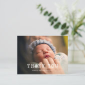 Eenvoudige typemachine script Baby shower dank u Briefkaart (Staand voorkant)