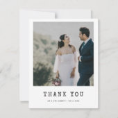 Eenvoudige typemachine trouwfoto dank u kaart (Voorkant)