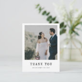 Eenvoudige typemachine trouwfoto dank u kaart (Staand voorkant)