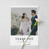 Eenvoudige typemachine trouwfoto dank u kaart