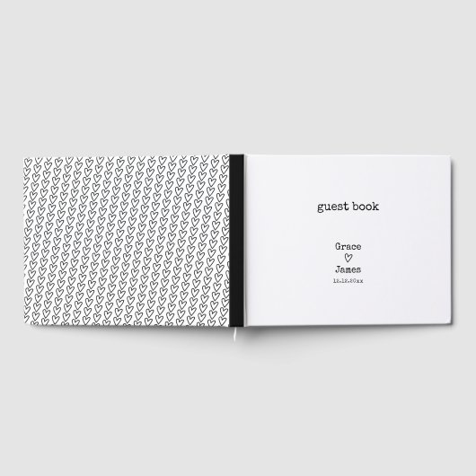 Eenvoudige typemachine typografie gepersonaliseerd gastenboek (Volledig)