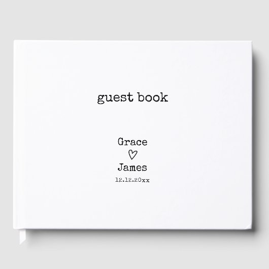 Eenvoudige typemachine typografie gepersonaliseerd gastenboek (Voorkant)