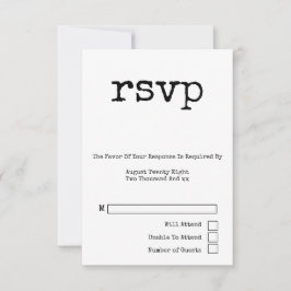 Eenvoudige typemachine typografie minimalistische  RSVP kaartje