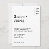 Eenvoudige Typewriter tekst Minimalistische bruilo Kaart (Voorkant)