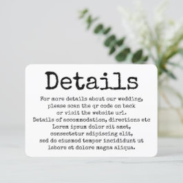 Eenvoudige Typewriter Typografie Details QR Code Informatiekaartje