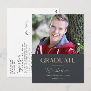 Eenvoudige Typografie 1-Foto 2023 Graduation Party Briefkaart