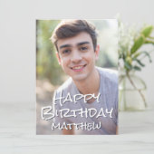 Eenvoudige Typografie Aangepaste Foto Verjaardag G Kaart (Staand voorkant)