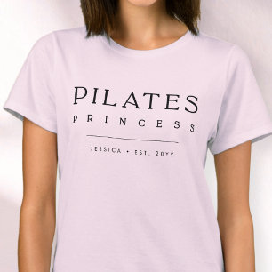 Eenvoudige typografie Aangepaste Roze Pilates Prin T-shirt