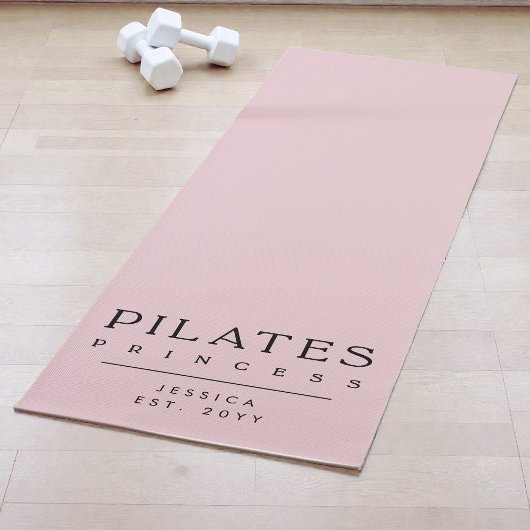 Eenvoudige typografie Aangepaste roze Pilates-prin Yogamat