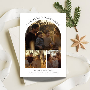 Eenvoudige Typografie Arch 3 Foto Kerstzegeningen Feestdagenkaart