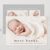 Eenvoudige Typografie Baby Fotogeboorte Aankondiging (Voorkant / Achterkant)