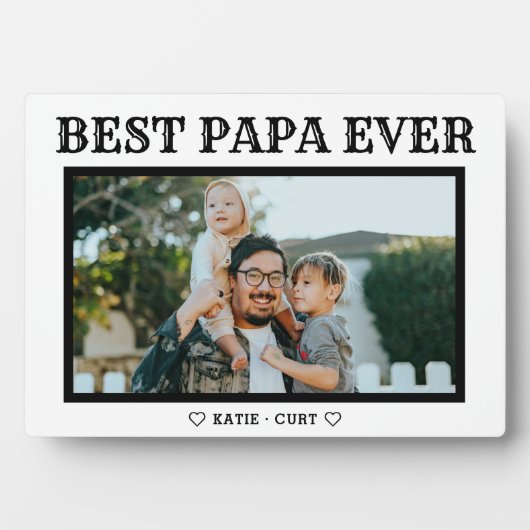 Eenvoudige Typografie Best Papa Ever Photo Plaque Fotoplaat (voorkant)