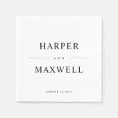 Eenvoudige Typografie Black and White Wedding Servet (Voorkant)