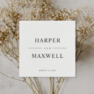 Eenvoudige Typografie Black and White Wedding Servet