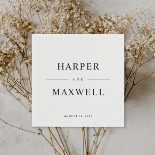 Eenvoudige Typografie Black and White Wedding Servet