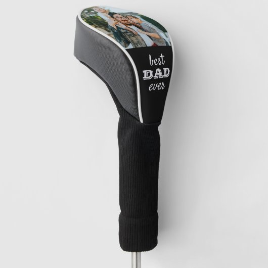 Eenvoudige Typografie Black Best Pap Ever Foto Golfheadcover (Schuin)