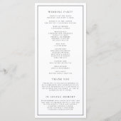 Eenvoudige Typografie Black Formal Wedding Programmakaart (Achterkant)