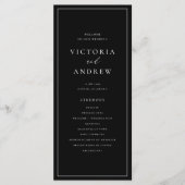 Eenvoudige Typografie Black Formal Wedding Programmakaart (Voorkant)